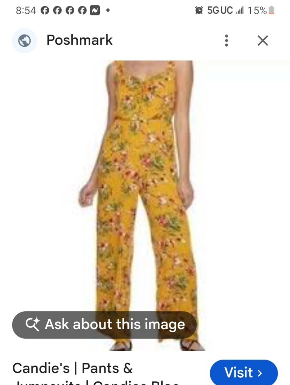 Candie's Yellow Floral Spaghetti-Strap Jumpsuit